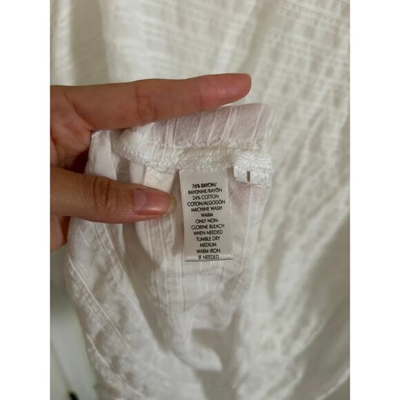 Ann Taylor Loft Top Women's XL White Striped Sheer Tunic Blouse - Picture 6 of 7